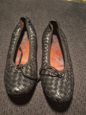 Robert Zur Black Woven Ballet Flats